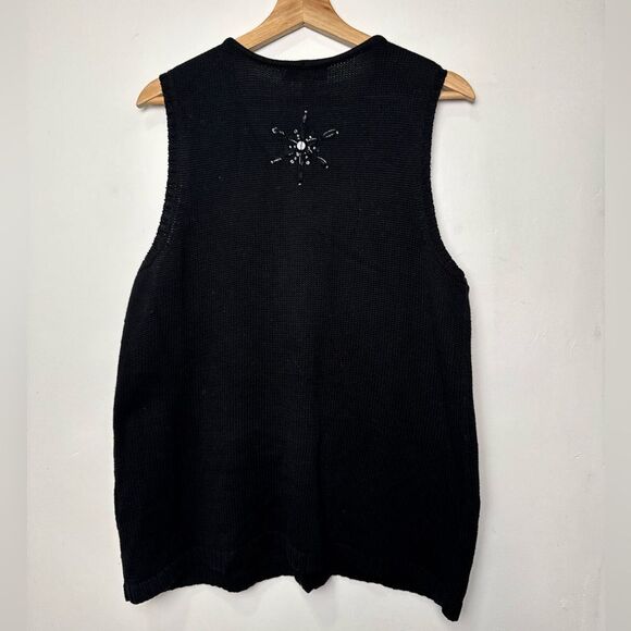 Christopher & banks Ugly Christmas Holiday Sweater vest size L snowflake black - Picture 9 of 12